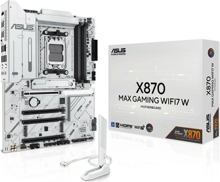 Produktbild ASUS MB AMD AM5 X870 MAX GAMING WIFI7 White (AM5, AMD X870, ATX)