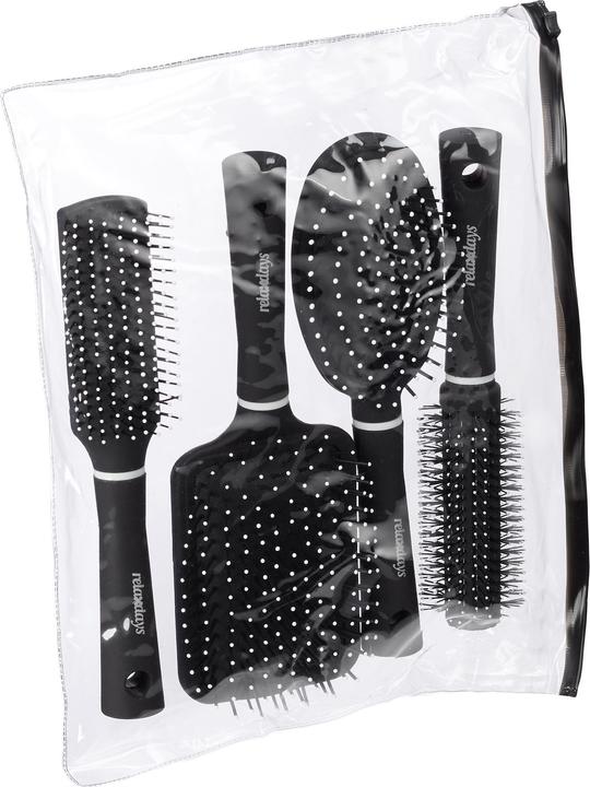 Actual product image Relaxdays Hairbrushes Set of 4, Travel Bag