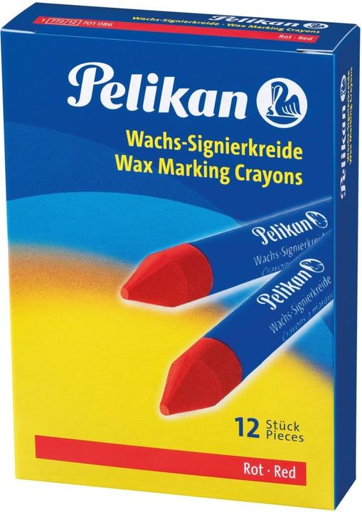 Image du produit Pelikan Craie de signature à la cire 772, rouge, diamètre : 12 mm convient pour les surfaces lisses comme (Rouge, 12 x)