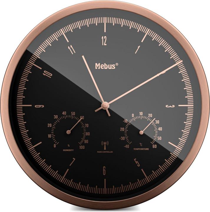 Produktbild Mebus Funkwanduhr mit Thermo-Hygrometer (25 cm)