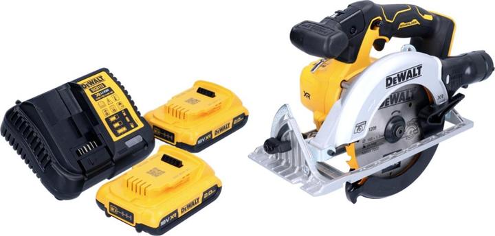 Image du produit DeWalt DCS 565 D2 Scie circulaire portative sans fil 18 V 165 mm Brushless + 2x batterie 2,0 Ah + chargeur