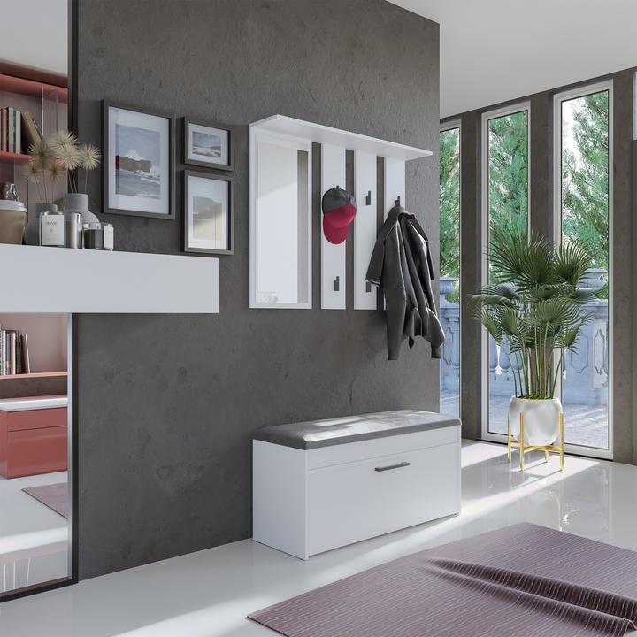 Image du produit Topeshop Cintre + miroir PARMA 100x15x.81 5 cm Blanc (1 x)