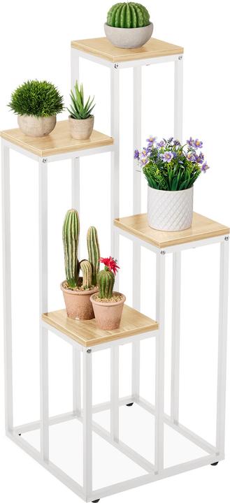 Actual product image Relaxdays Plant stand with 4 shelves 80 x 40 cm, Nature/White