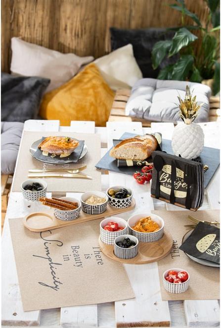 Produktbild Excellent Houseware Bambustablett mit 4 Keramik Schalen
