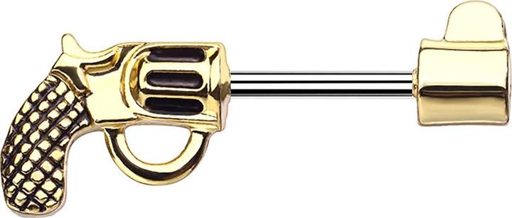 Produktbild Star Piercing Barbell Stab Revolver vergoldet (Chirurgenstahl 316L, Messing)