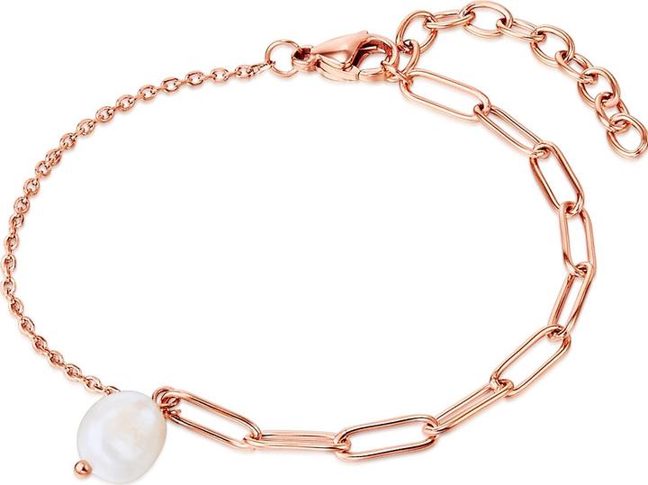 Image du produit Valero Pearls Femme Acier inoxydable Perle d'eau douce de culture or rose 17,0 cm Longueur de base + 4,0 cm (17 cm, Acier inoxydable)