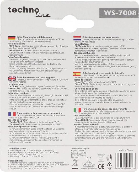 Immagine prodotto Technoline WS 7008 - Termometro