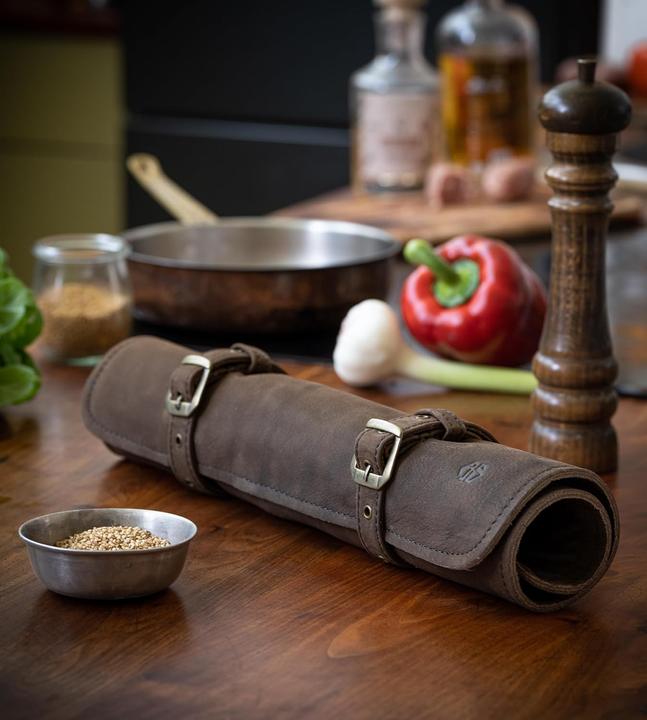 Image du produit Angus Stoke Sacoche en cuir pour couteaux, marron foncé antique