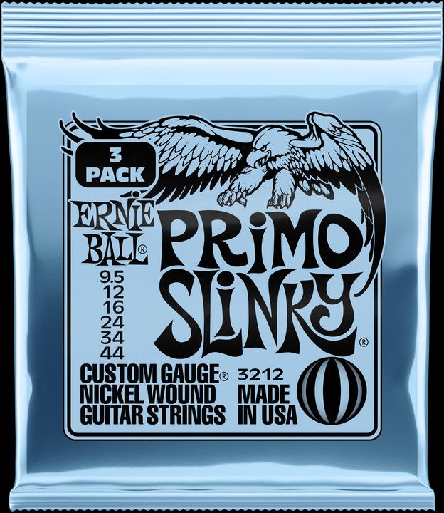 Ernie Ball Set of strings, Slinky Nickel, Primo 9,5-44, 3-pack (6 x, Electric guitar, 0.02")