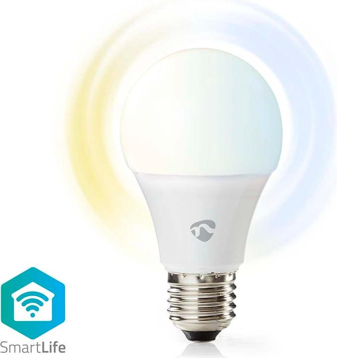 Produktbild Nedis WIFILRW10E27 SmartLife LED Bulb WLAN E27 806 lm 9 W Warm to Cool White 2700 - 6500 K Energiekl (E27, 9 W, 806 lm, 1 x, F)