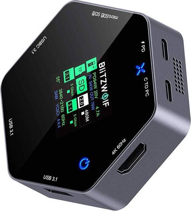 BlitzWolf 8in1 docking station BW-TH16 USB 100W LCD Smart Display (USB-C, 8 Ports)
