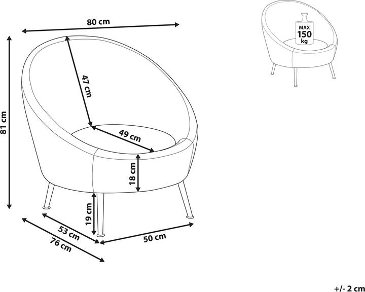 Actual product image Beliani LANGA chair in grey velvet
