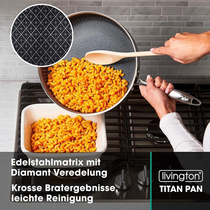 Immagine prodotto Livington Titan Pan (26.50 cm, Padella per friggere, Acciaio inossidabile, Alluminio)