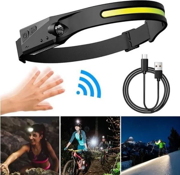Produktbild Hurtel LED-Stirnlampe mit IPX4-Bewegungssensor USB-C 1200 mAh - Schwarz (350 lm)