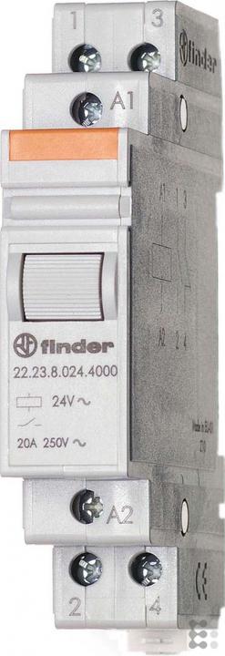 Finder Relè modulare DIN 20A 1NOU1NC 24Vca