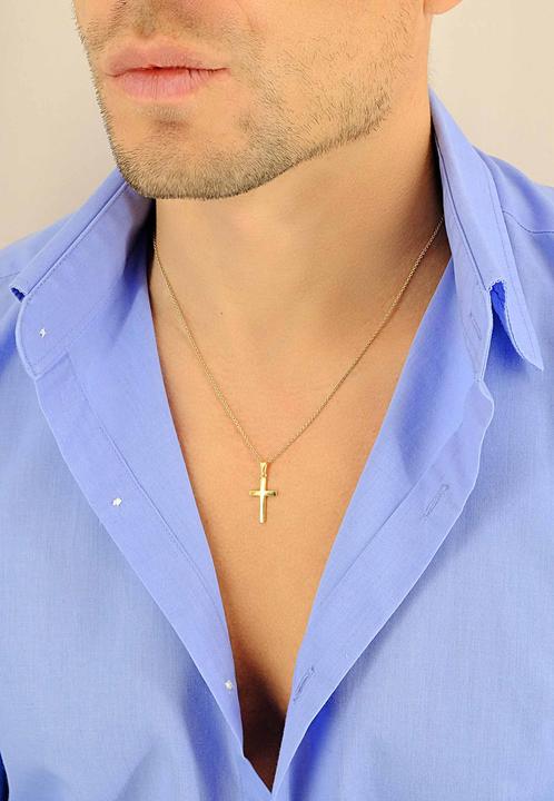 Actual product image Muau Pendant cross yellow gold 750, 26x12mm (750/18K yellow gold)