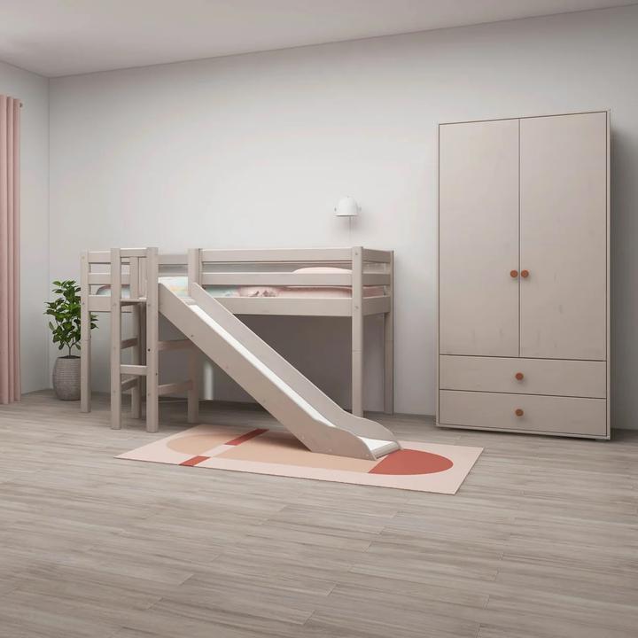 Image du produit Flexa Lit mi-hauteur Classic avec toboggan et plate-forme (90 x 200 cm)