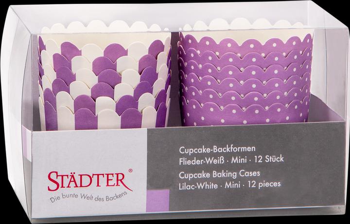 Immagine prodotto Städter Mini stampi per cupcake Lilla e Bianco (6 cm)