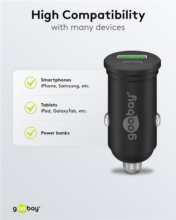 Productafbeelding Goobay Dubbele USB auto snellader USB-C PD Power Delivery 45 W