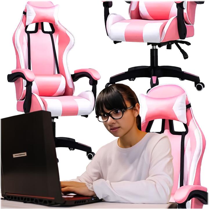 Actual product image Extralink Games | gaming chair | office swivel bucket pink-white G-525