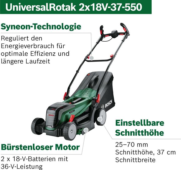 Immagine prodotto Bosch Home & Garden UniversalRotak 2x18V-37-550 (Batteria ricaricabile)