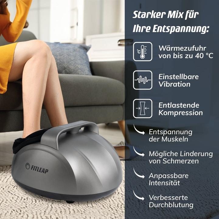 Produktbild Fitleap Fussmassagegerät 9 Intensitäten, 5 Programme, bis Gr. 44, inkl. Fernbedienung, Wärmefunktion