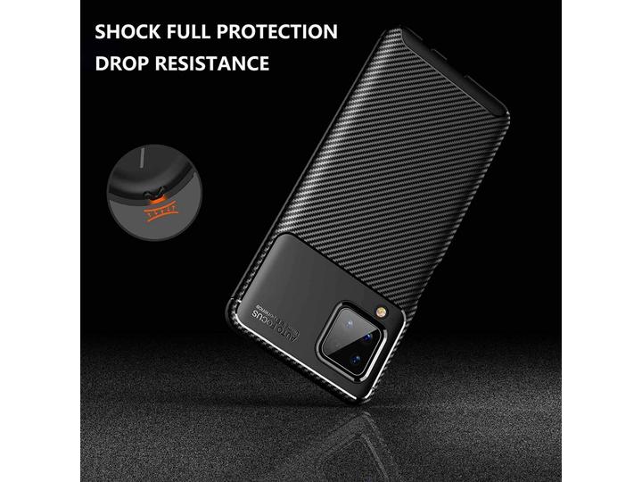 Actual product image Screenguard Samsung Galaxy A12 Cover Carbon Design TPU Case (Samsung Galaxy A12)