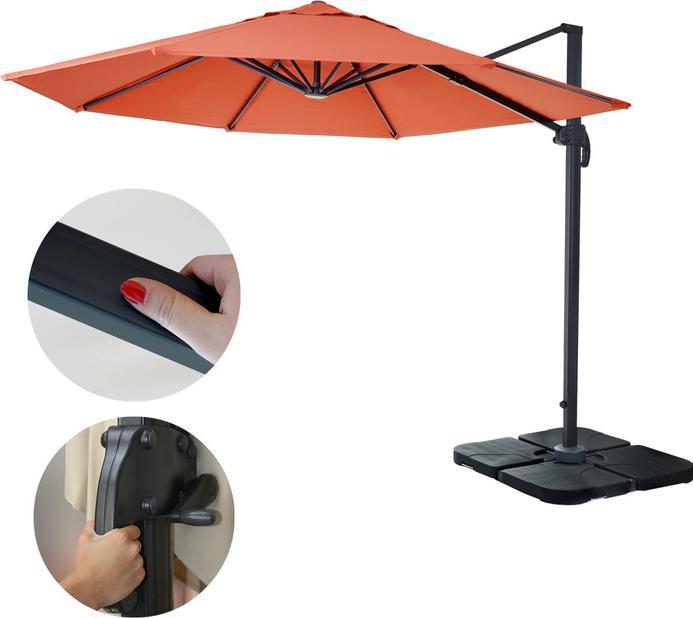 Actual product image Swisshandel24 Gastronomy traffic light umbrella, parasol, round Ø 3m polyester aluminium/steel 23kg, terracotta (3 m)