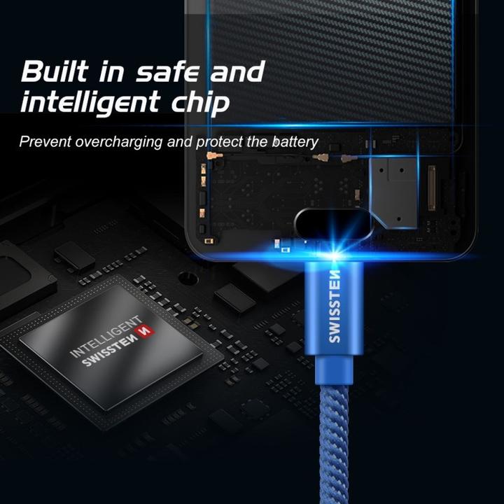 Actual product image Swissten Data cable Textile USB / USB-C 1.2 M (1.20 m, USB 3.2 Gen 1)