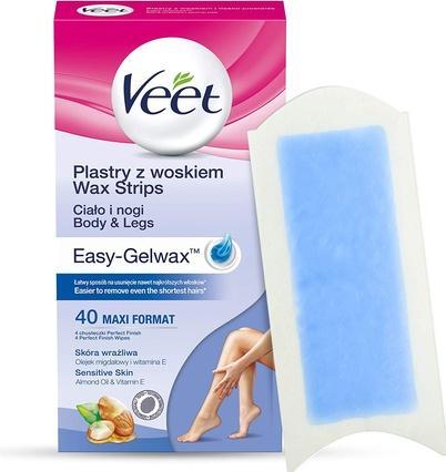 Veet Easy-Cerotti di cera gelificata per la depilazione del corpo 40 pezzi (40 ml, 40 x, 130 g)