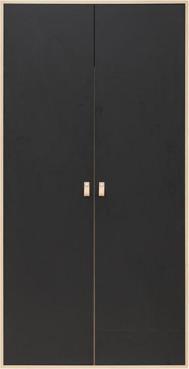 Image du produit Bopita Armoire 2 portes Lucas noir mat/naturel (105 cm)