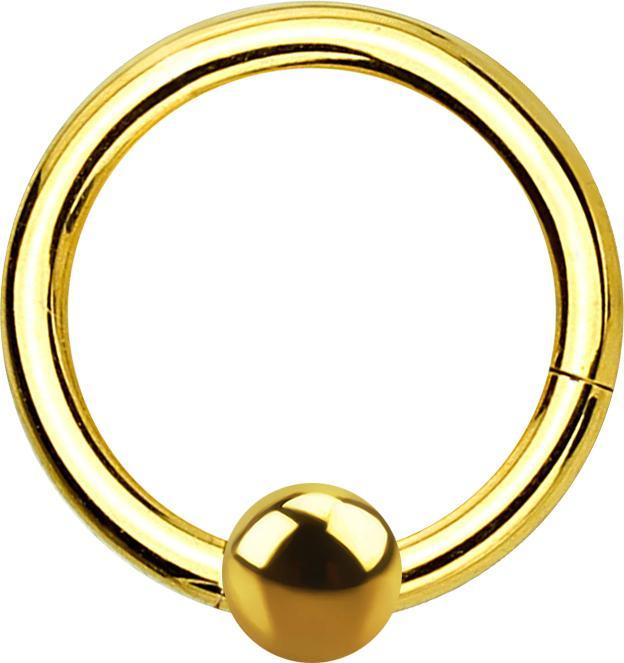 Star Piercing Micro Segmentring klappbar vergoldet mit Kugel (ohne Messing, Chirurgenstahl 316L)