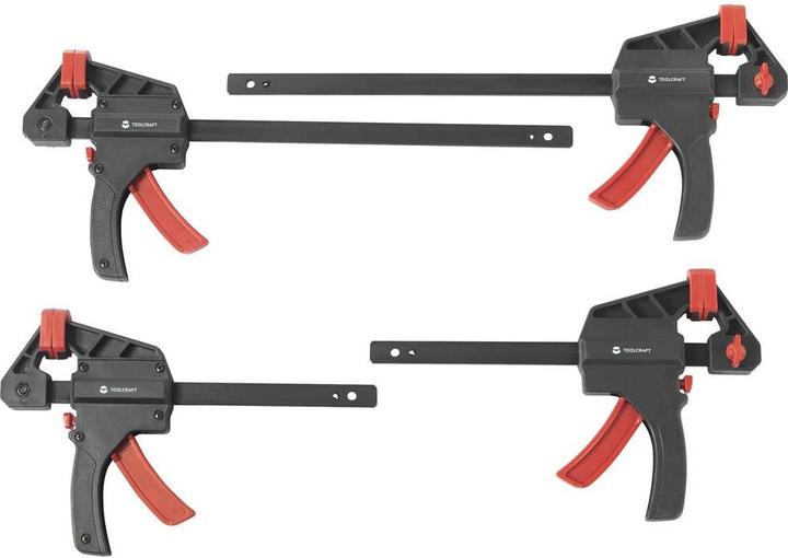 Produktbild Toolcraft TO-7870761 Einhand-Spannzwinge, 4er Set (15 cm & 30 cm) Spann-Weite ( (300 mm)
