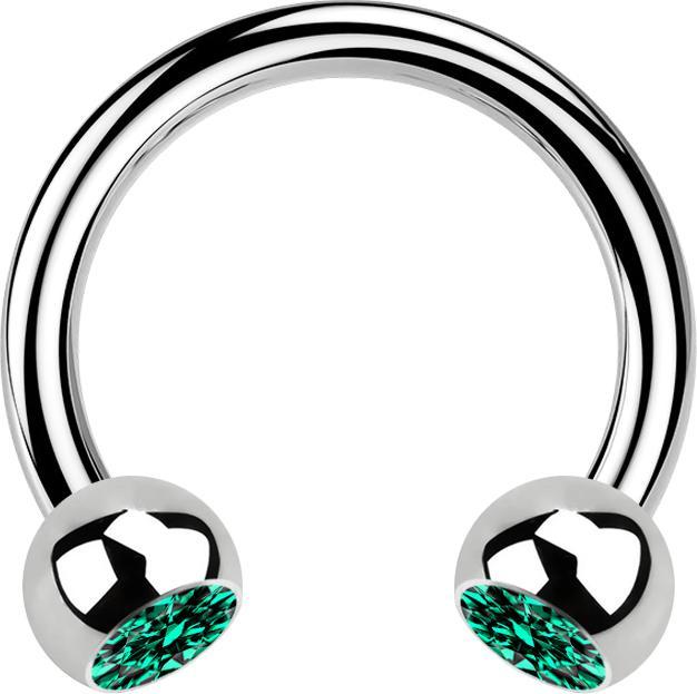 Produktbild Star Piercing Circular Barbell silber mit zwei Kugeln Kristall türkis (ohne Messing, Chirurgenstahl 316L)