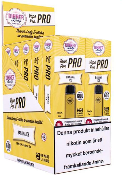 Actual product image Dinner Lady VAPE PEN PRO 20MG/ML 2ML BANANA ICE EXPOSITOR 10 UDS.