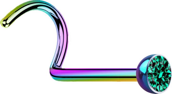 Produktbild Star Piercing Nasenstecker gebogen farbig mit Kristall türkis (Chirurgenstahl 316L, ohne Messing)