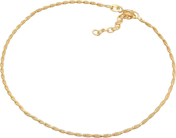 Elli Fussschmuck Kordelkette Gedreht Basic Zeitlos 925 Silber (925er Sterling Silber, 25 cm)