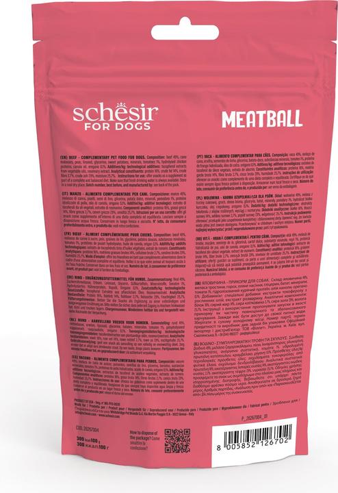 Produktbild Schesir Dog Snack Meatball Rind, 6x225g (Adult, 1 Stk., 300 g)