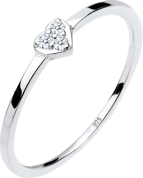 Image du produit Elli DIAMONDS Bague coeur symbole diamant 0.04 ct. argent sterling 925 (54, Argent 925)