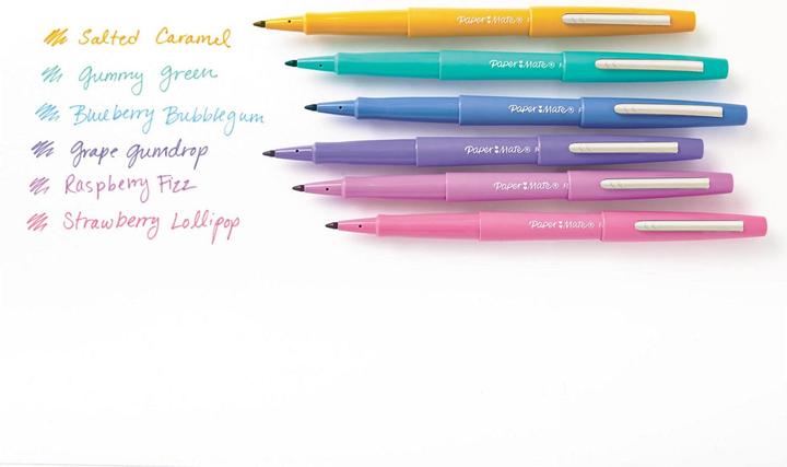 Produktbild Paper Mate Flair Candy Pop (Flieder, Salted Caramel, traube, Orange, Himbeere, Ringelblume, Blueberry Bubblegum, Hellgrün, Braun, 16 x)