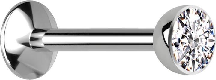 Immagine prodotto Star Piercing Micro Labret a filo interno UFO Emisfero d'argento con cristallo d'argento (senza ottone, Titanio G23)