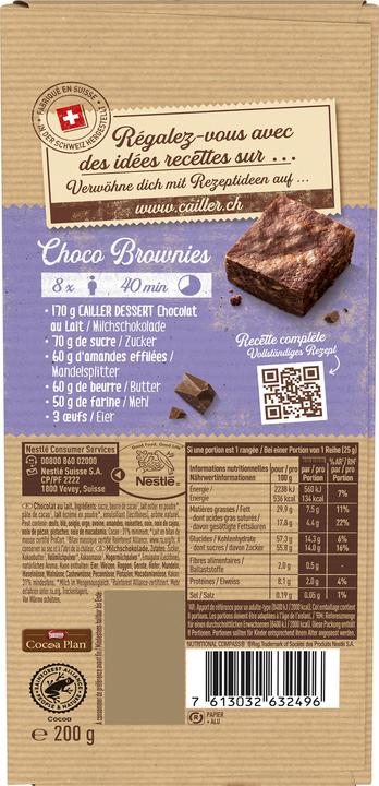 Image du produit Cailler Dessert Tablette Chocolat au Lait (200 g)