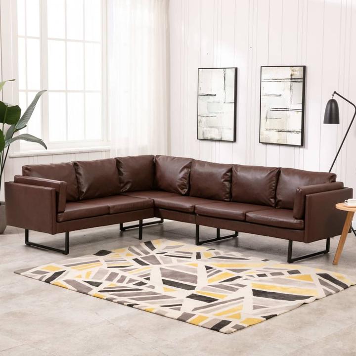 Immagine prodotto VidaXL Ecksofa Kunstleder Braun,Farbe: Braun,Material: Holz. Stahl (Divano ad angolo)