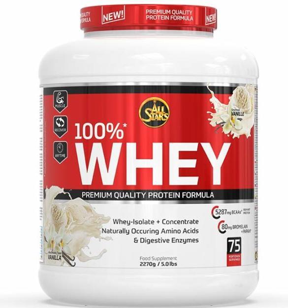 Image du produit All Stars 100% Whey Protein (2270 can) (Pêche, 1 pcs, 2300 g)
