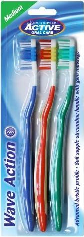 Produktbild Beauty Formulas Active Oral Care - Wave Action Toothbrushes Medium 3 Pcs. (3 x)