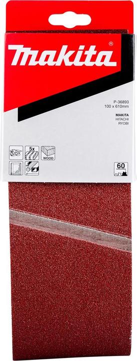 Image du produit Makita P-36893 Bande abrasive 100x610 K60 (5 pièces) 9403 9404 (60)
