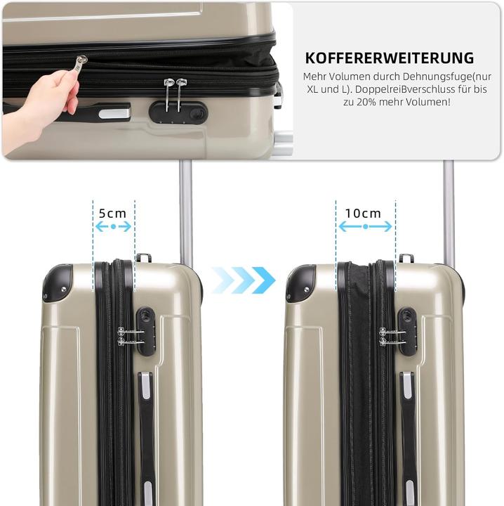 Produktbild Beibye Hartschalen Kofferset mit Zwillingsrollen (Handgepäck (bis 50l), M (50 - 90l), XL (ab 115l))