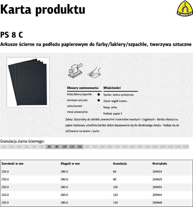 Image du produit Klingspor PS 8 C - Feuilles 230 x 280 mm (60)