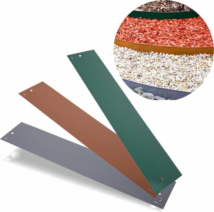 Actual product image Green Split Lawn Edging Metal Height 13.5-18.5 | Bed Edging | Bed Surrounding | Bed Edging (18.50 cm)