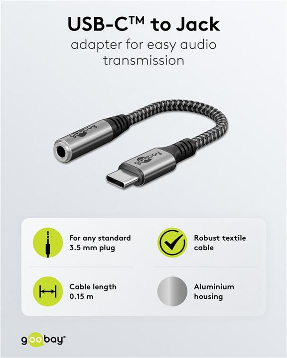 Actual product image Goobay USB-C to jack adapter (USB Type C, 3.5mm jack)